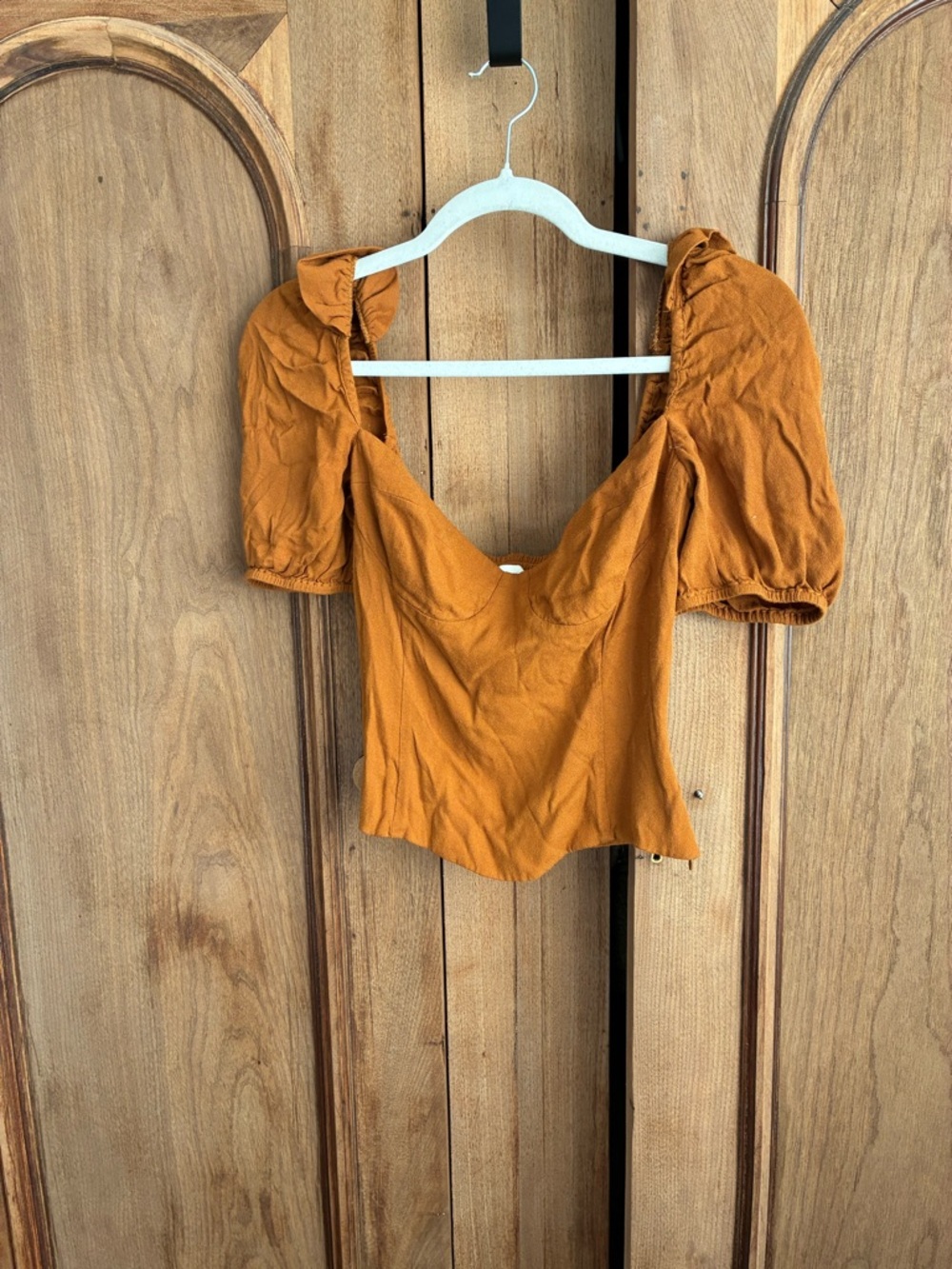 Wilfred Women's Puff-Sleeve Square Neck Top - Rust, Size Medium - Picture 2 of 3